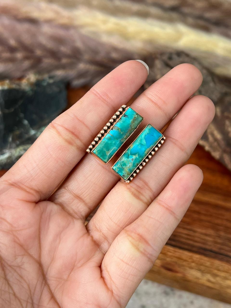Handmade Copper Collection: Kingman Turquoise Adjustable Ring