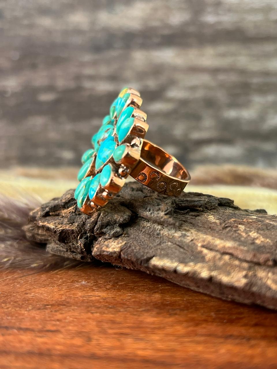Handmade Copper Collection: Kingman Turquoise Adjustable Ring