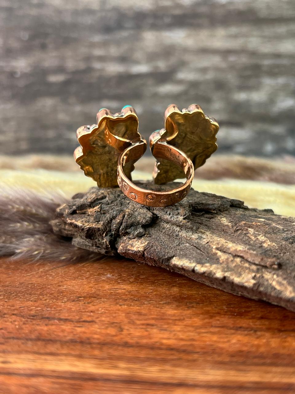 Handmade Copper Collection: Kingman Turquoise Adjustable Ring