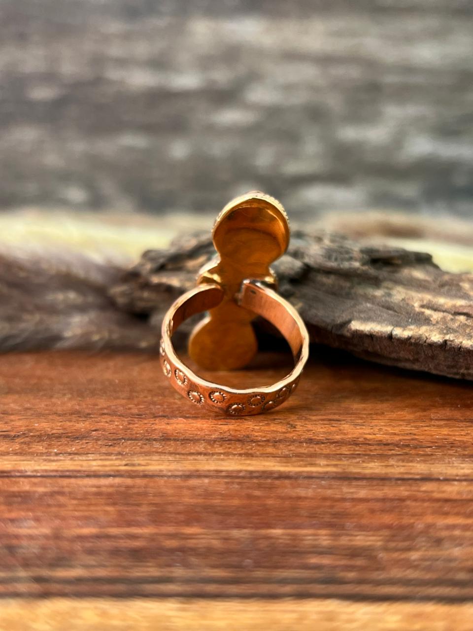 Handmade Copper Collection: Kingman Turquoise Adjustable Ring