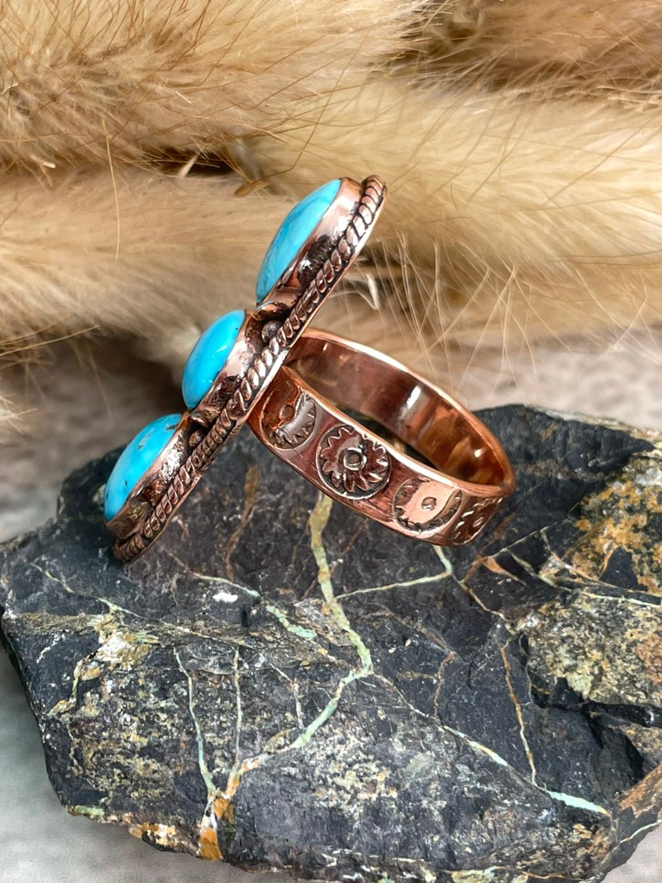 Handmade Copper Sierra Bella Turquoise Adjustable Ring