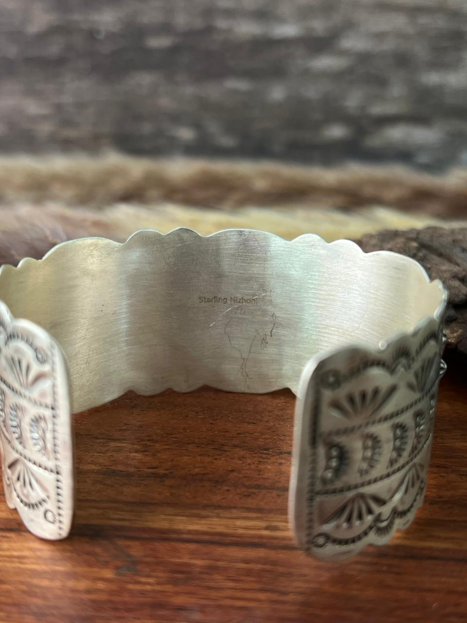 Handmade Sterling Silver Canyon Sunset Collection: Golden Hills Turquoise with White Buffalo and Carnelian Cuff Bracelet "Signed Nizhoni"