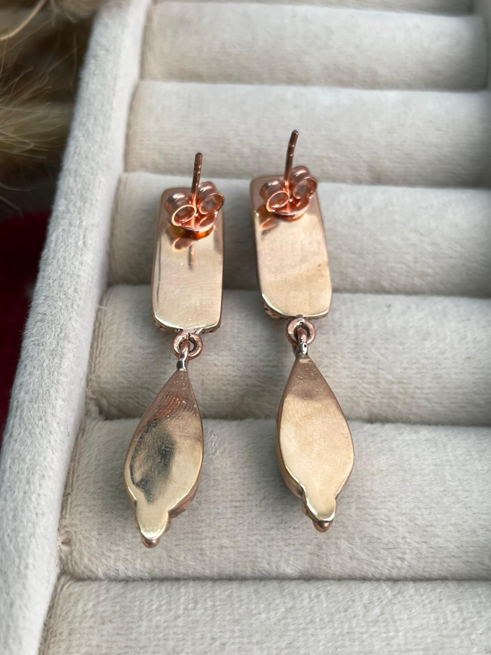 Handmade Copper Collection: Kingman Turquoise Post Dangle Earrings