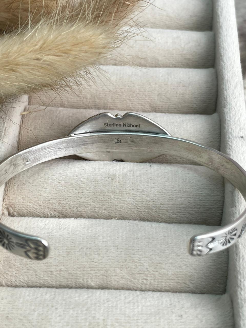 Handmade Sterling Silver Royston Ribbon Turquoise Cuff Bracelet "Signed Nizhoni"