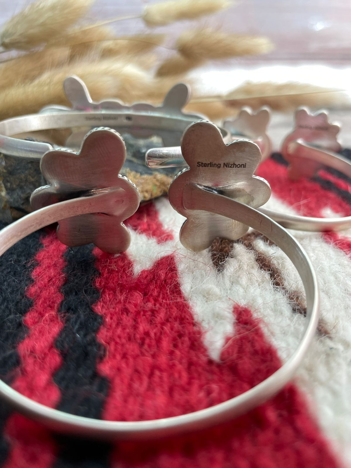 Handmade Sterling Silver Cotton Candy with Blue Kingman Turquoise Cuff Bracelet "Signed Nizhoni"