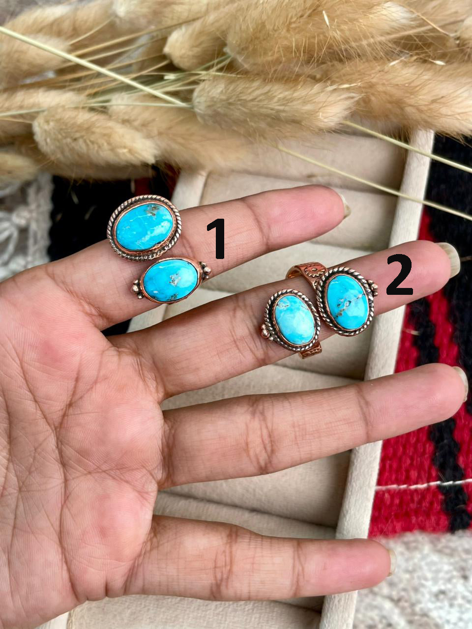 Handmade Copper Sierra Bella Turquoise Adjustable Ring