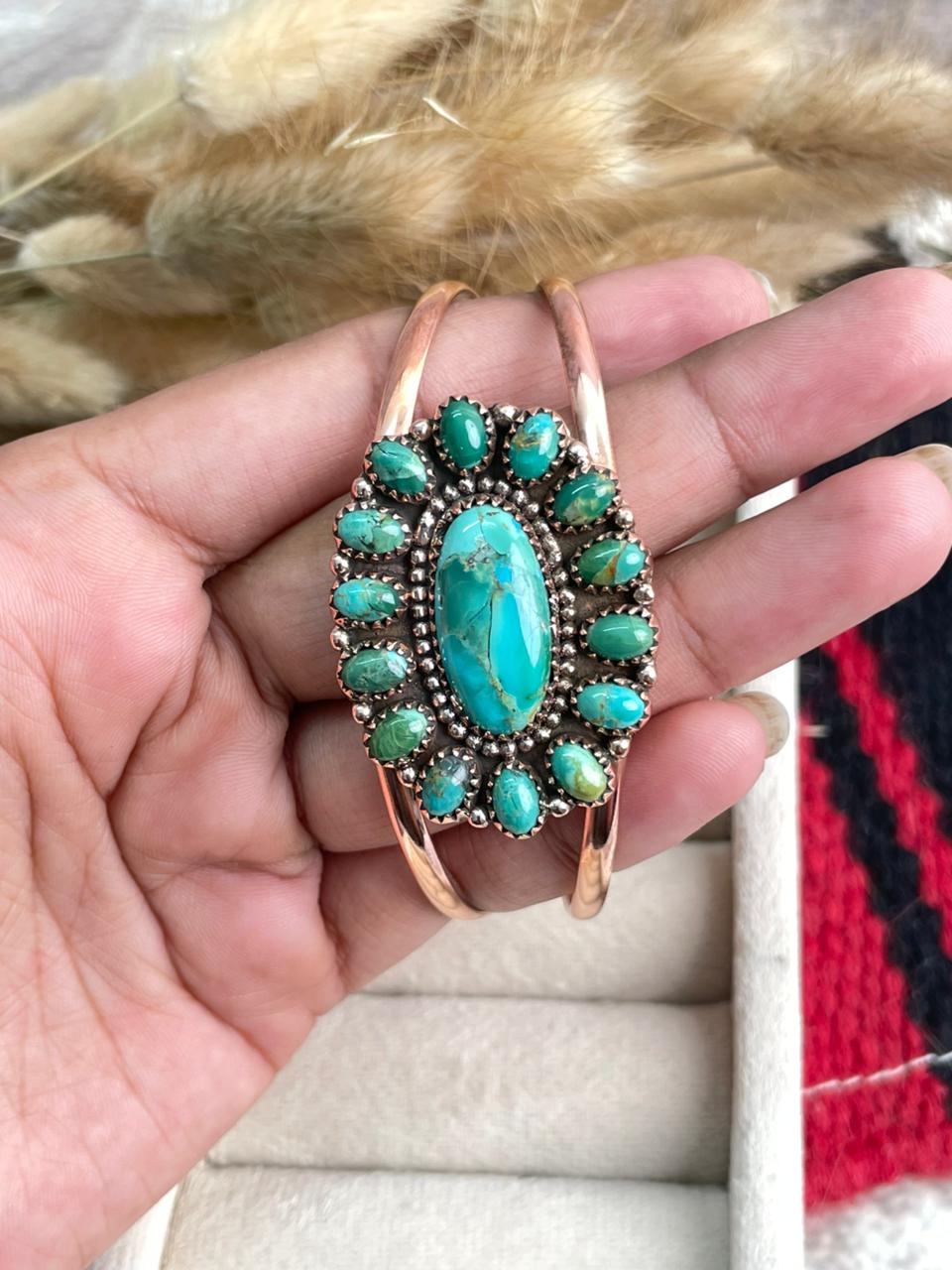 Handmade Copper Collection: Kingman Turquoise Cuff Bracelet