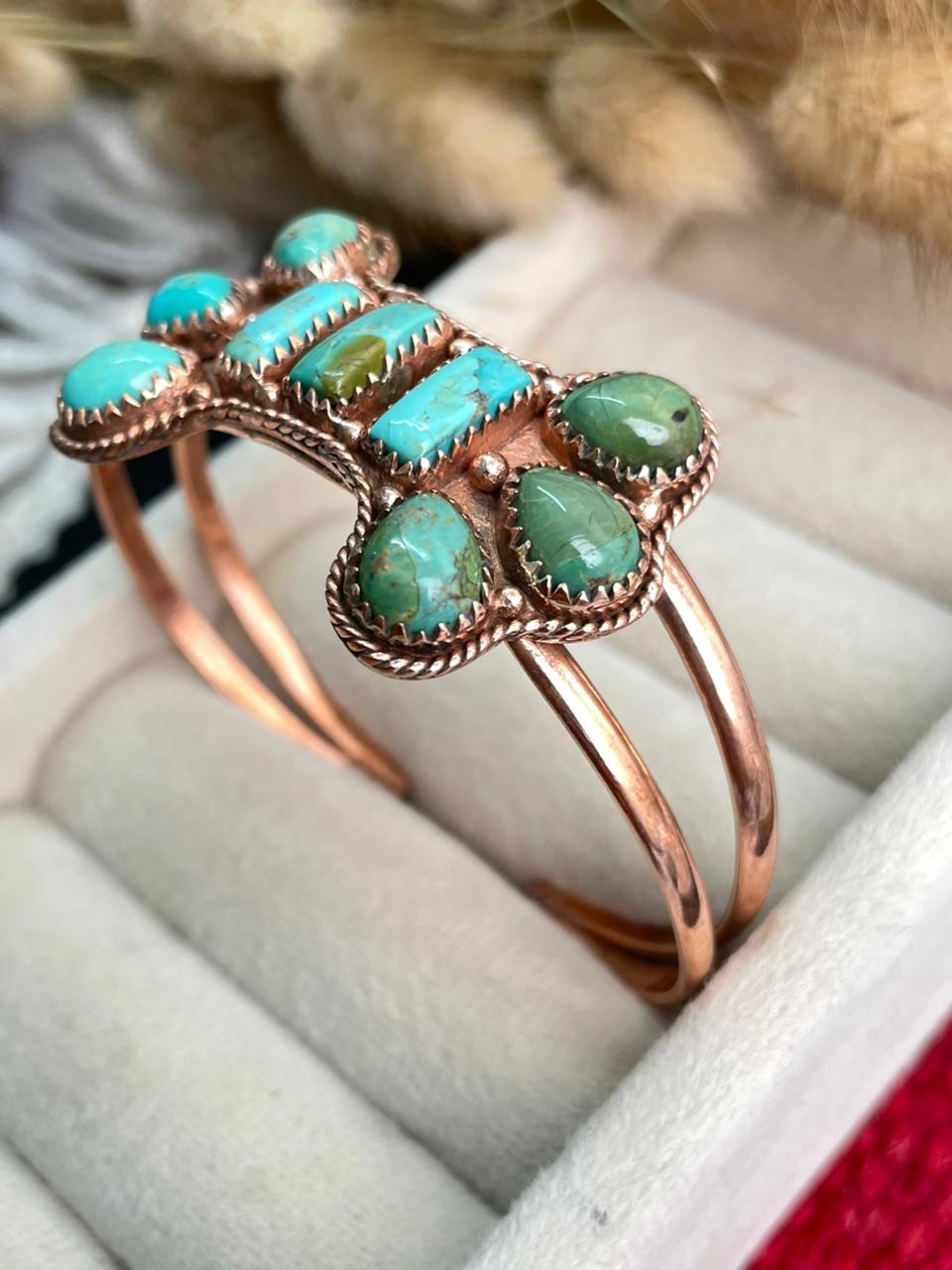Handmade Copper Collection: Kingman Turquoise Cuff Bracelet