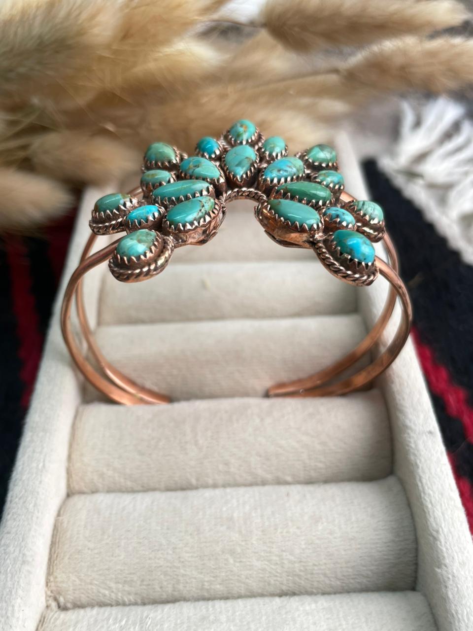 Handmade Copper Collection: Kingman Turquoise Naja Cuff Bracelet