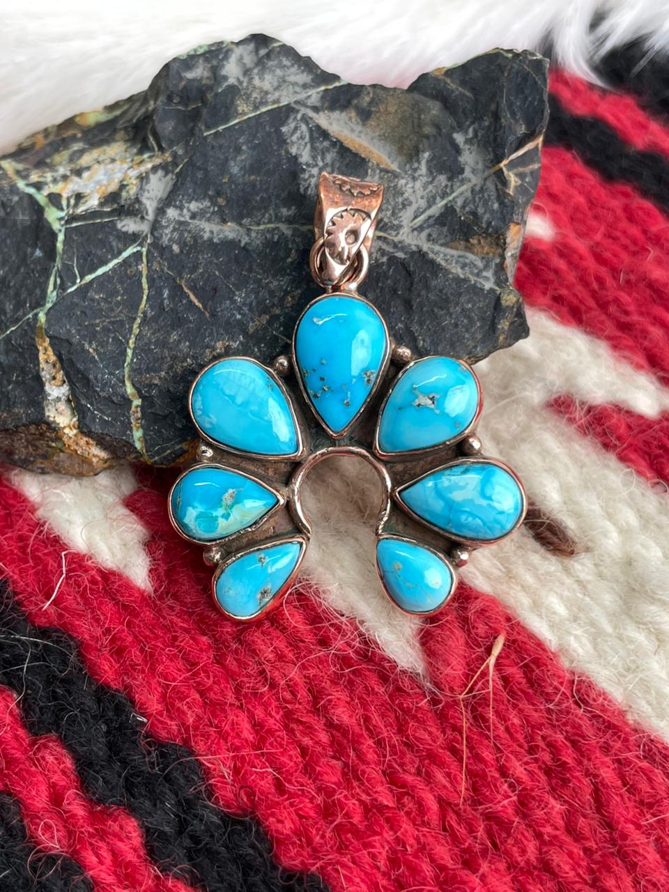 Handmade Copper Sierra Bella Turquoise Naja Pendant