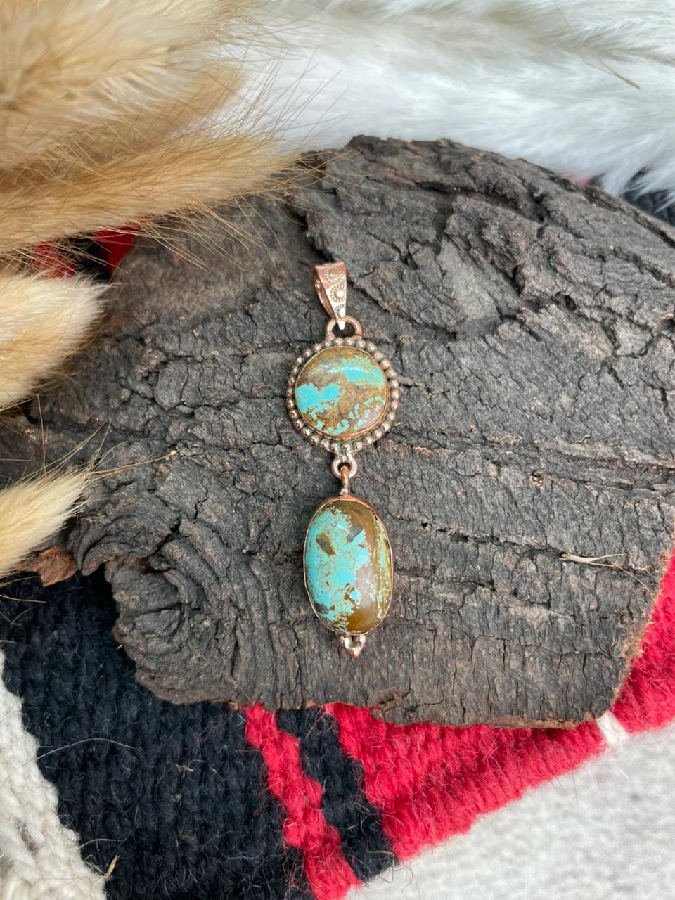 Handmade Copper Collection: Number 8 Turquoise Pendants