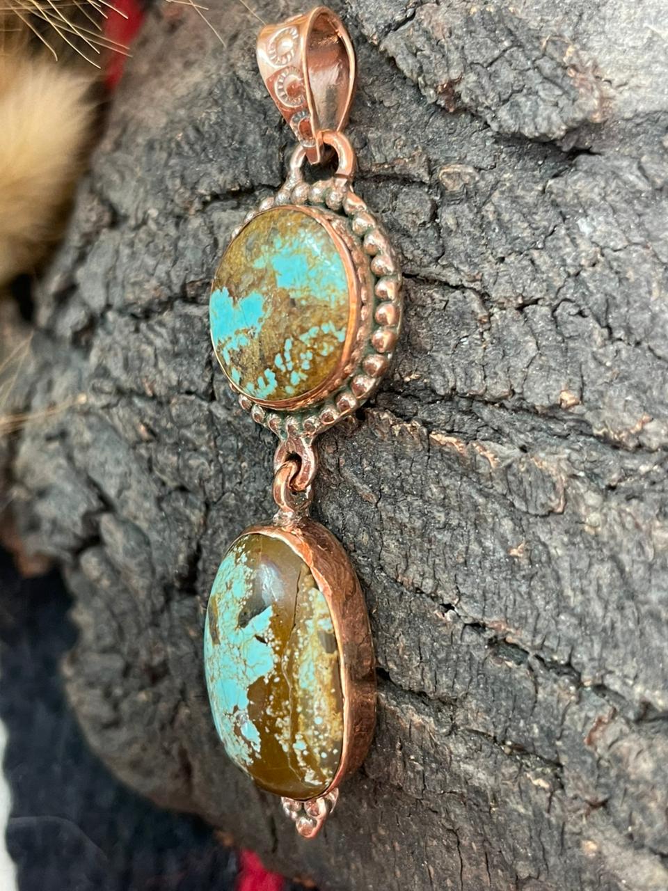 Handmade Copper Collection: Number 8 Turquoise Pendants