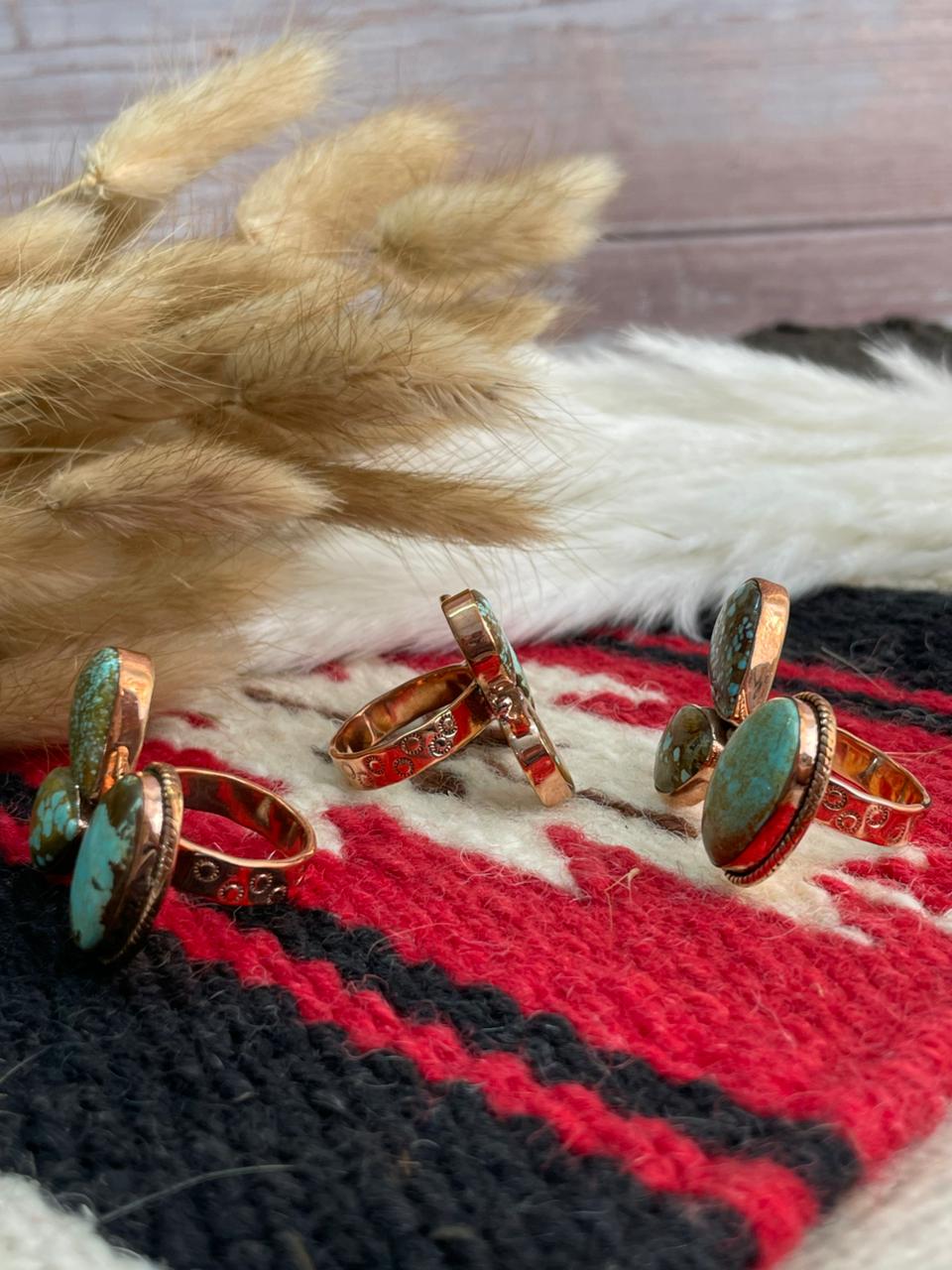 Handmade Copper Collection: Number 8 Turquoise Adjustable Ring