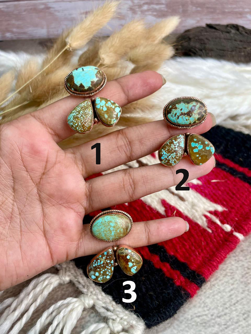 Handmade Copper Collection: Number 8 Turquoise Adjustable Ring