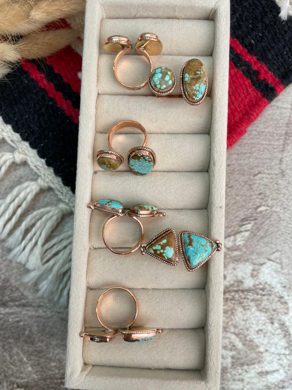 Handmade Copper Collection: Number 8 Turquoise Adjustable Ring
