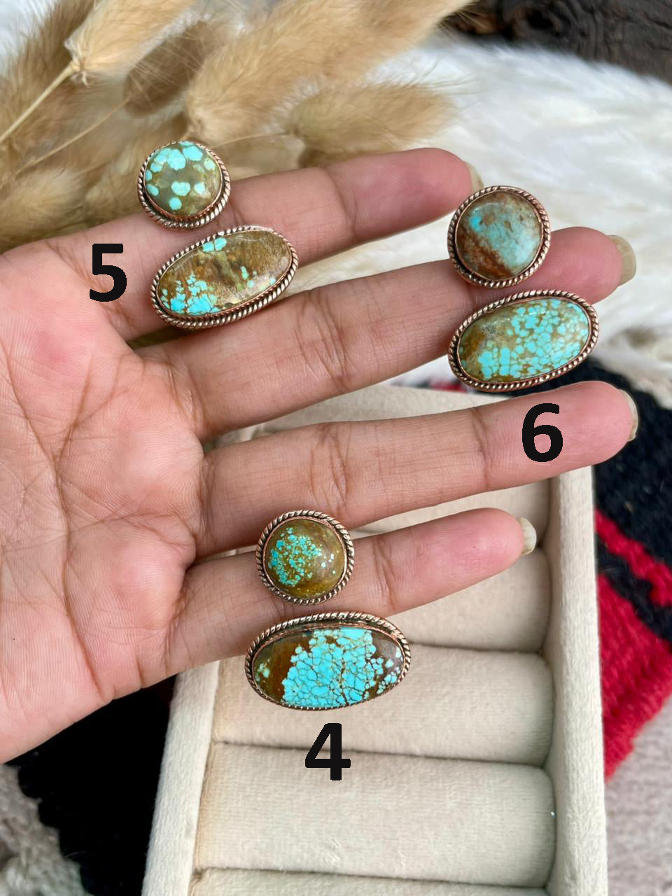 Handmade Copper Collection: Number 8 Turquoise Adjustable Ring
