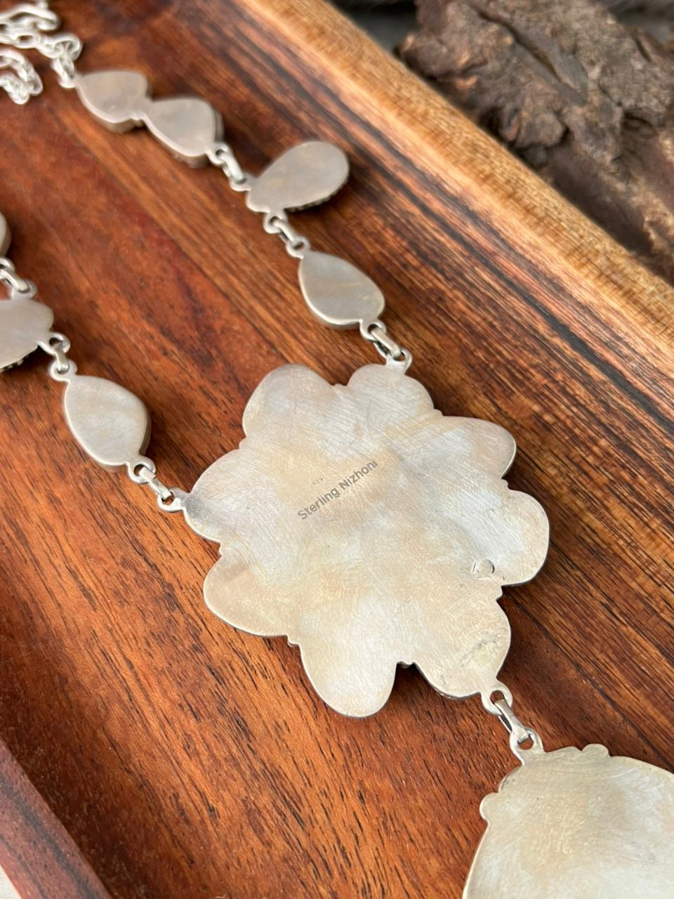 Handmade Sterling Silver Santa Maria Turquoise Necklace "Signed Nizhoni"