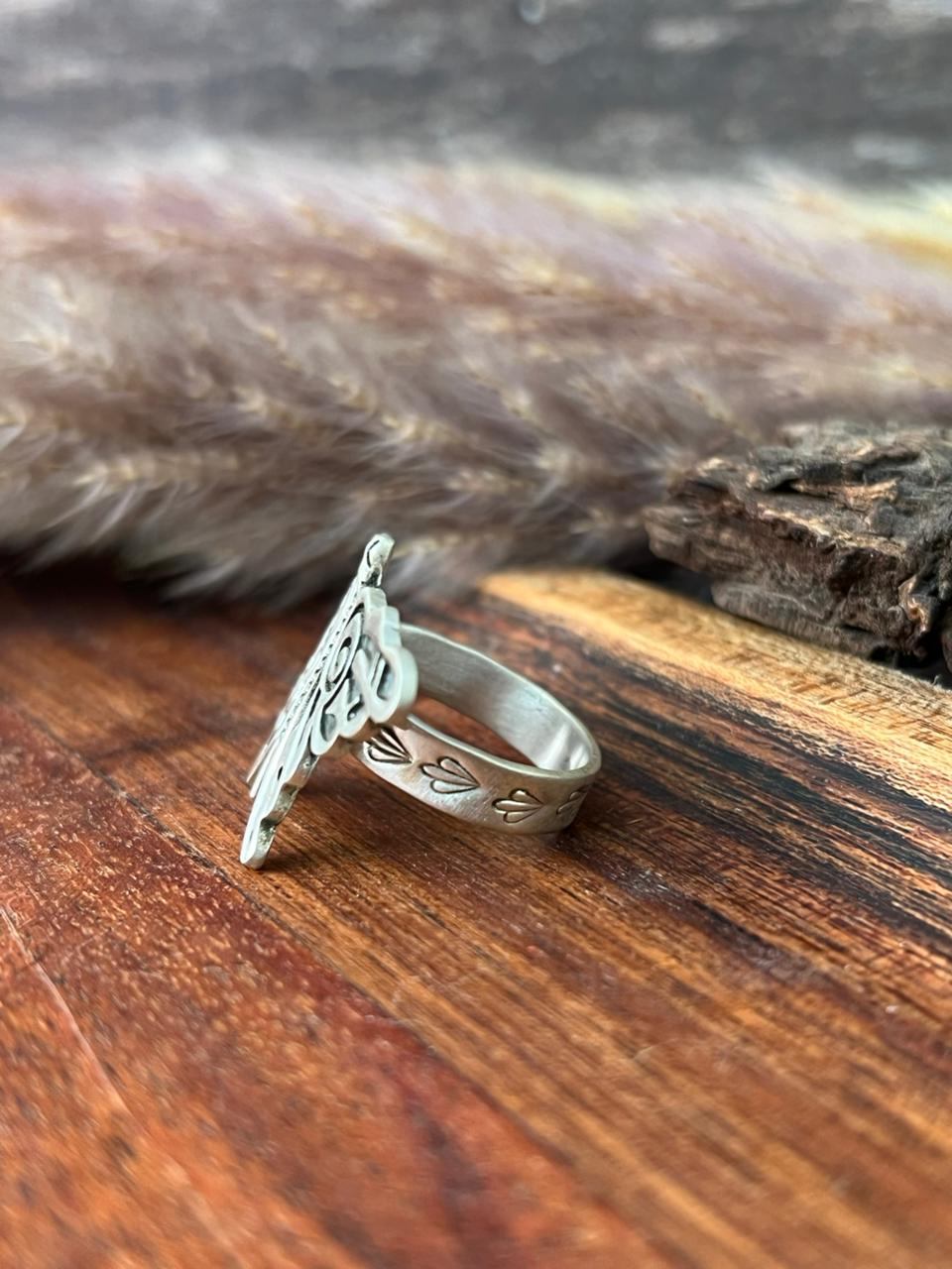 Handmade Sterling Silver Butterfly Adjustable Ring "Signed Nizhoni"