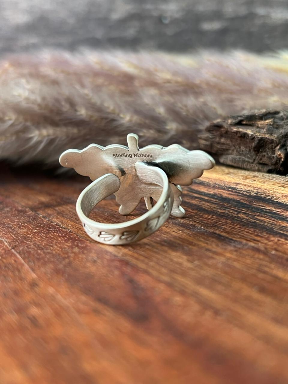 Handmade Sterling Silver Butterfly Adjustable Ring "Signed Nizhoni"