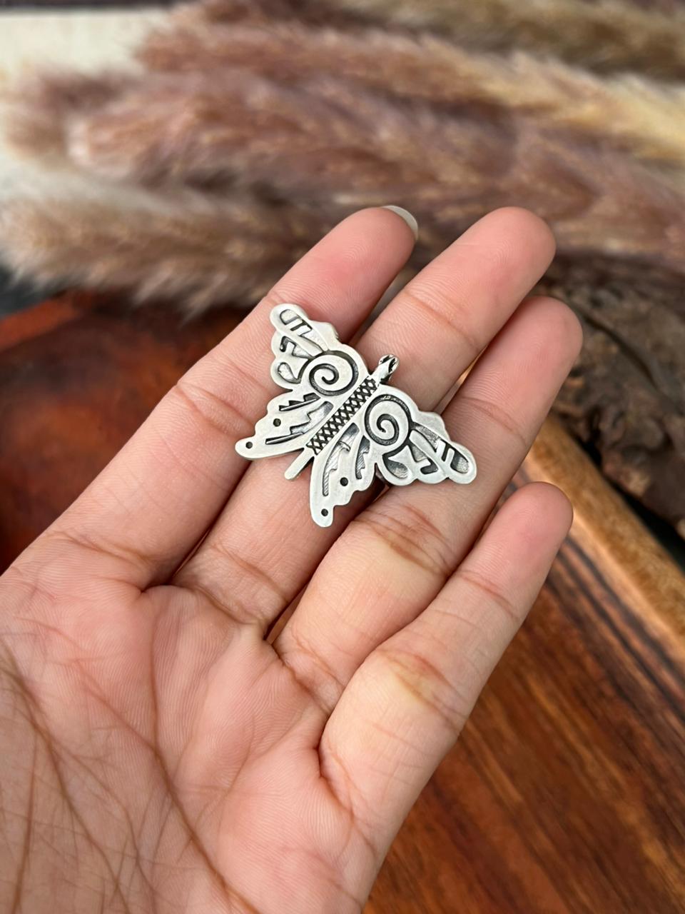 Handmade Sterling Silver Butterfly Adjustable Ring "Signed Nizhoni"
