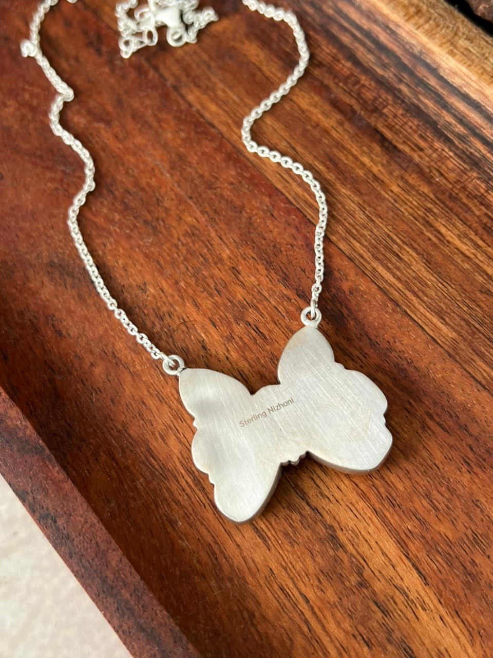 Handmade Sterling Silver Golden Hills Turquoise Necklace "Signed Nizhoni"