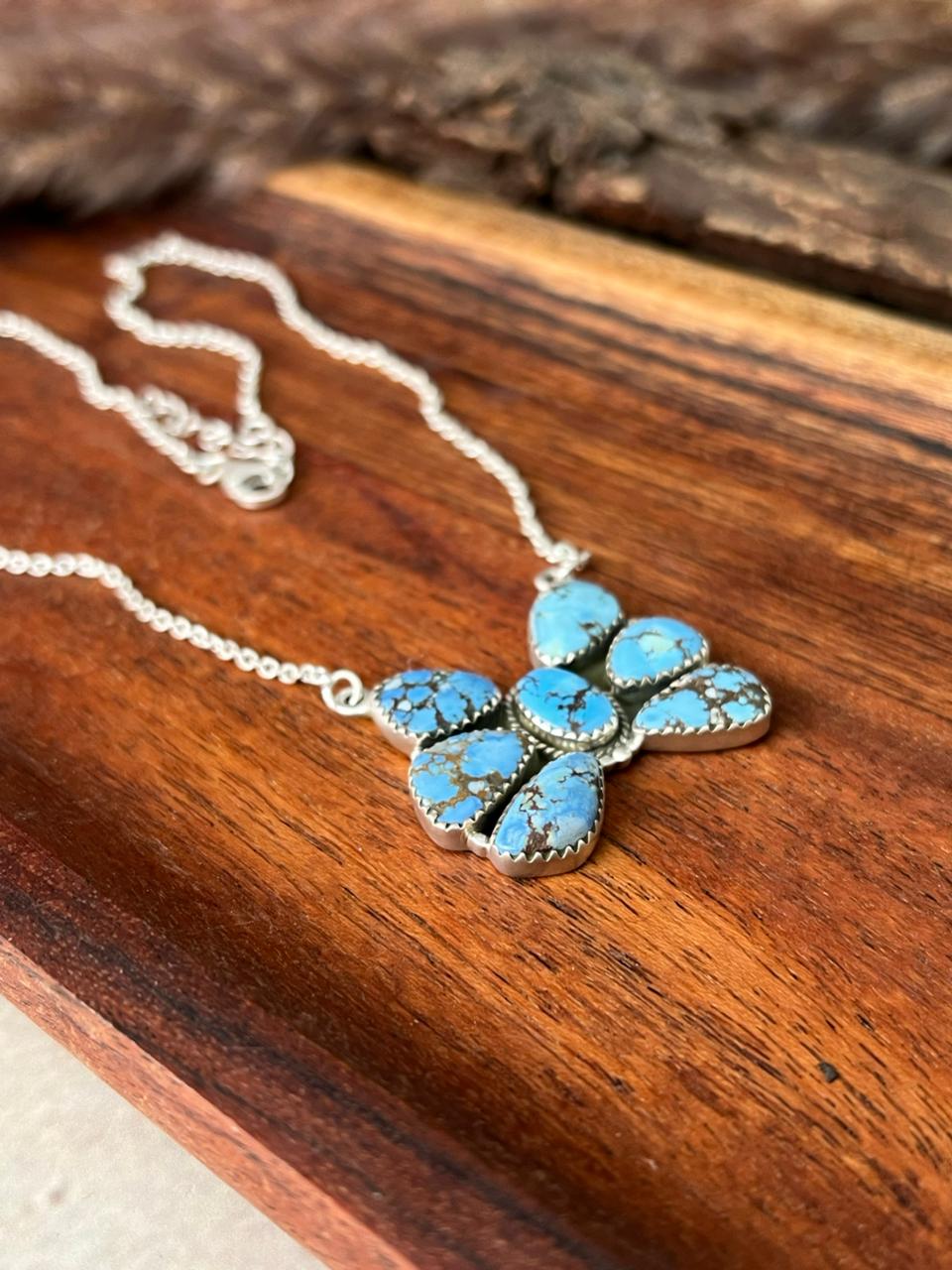 Handmade Sterling Silver Golden Hills Turquoise Necklace "Signed Nizhoni"