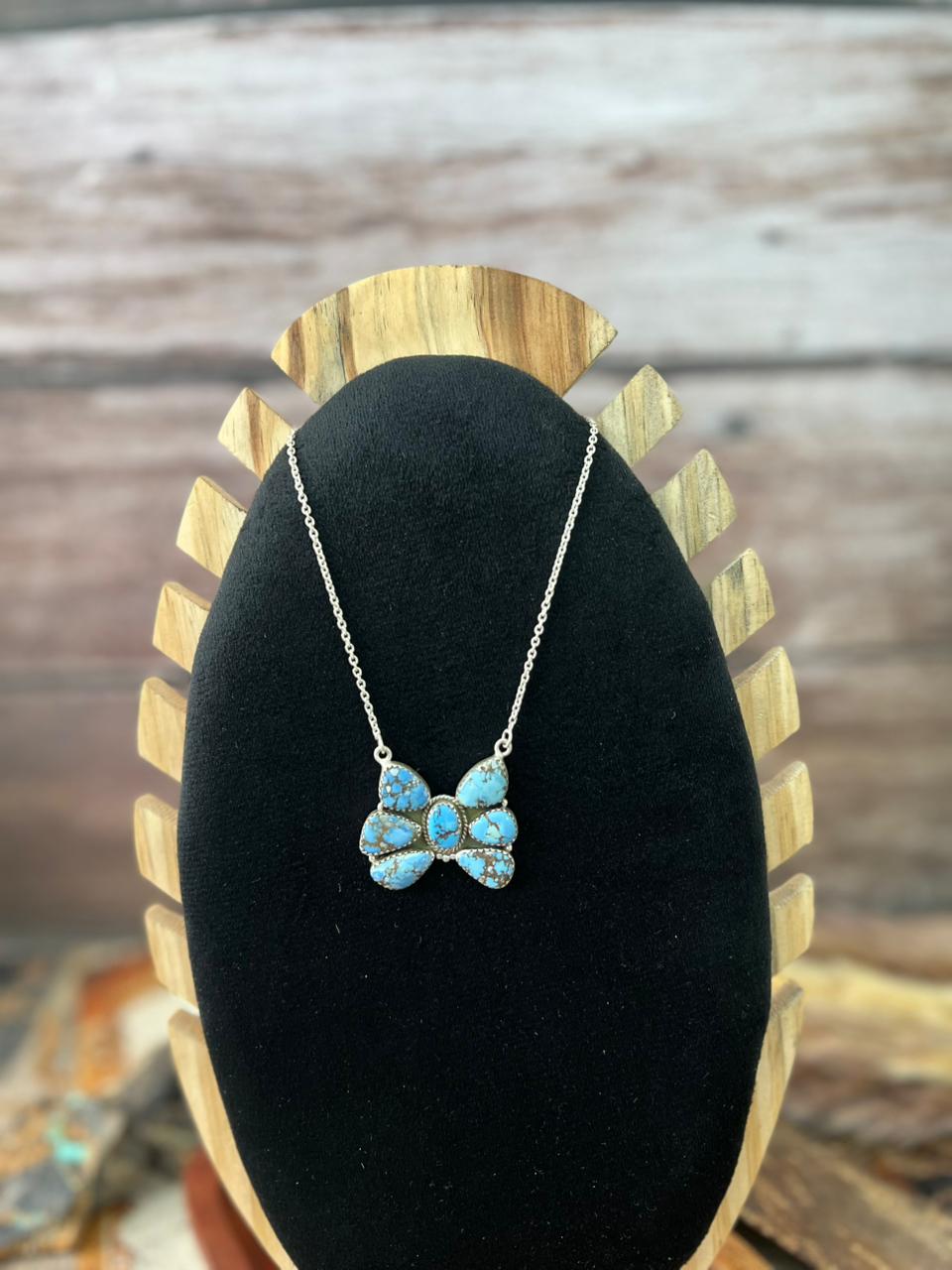 Handmade Sterling Silver Golden Hills Turquoise Necklace "Signed Nizhoni"