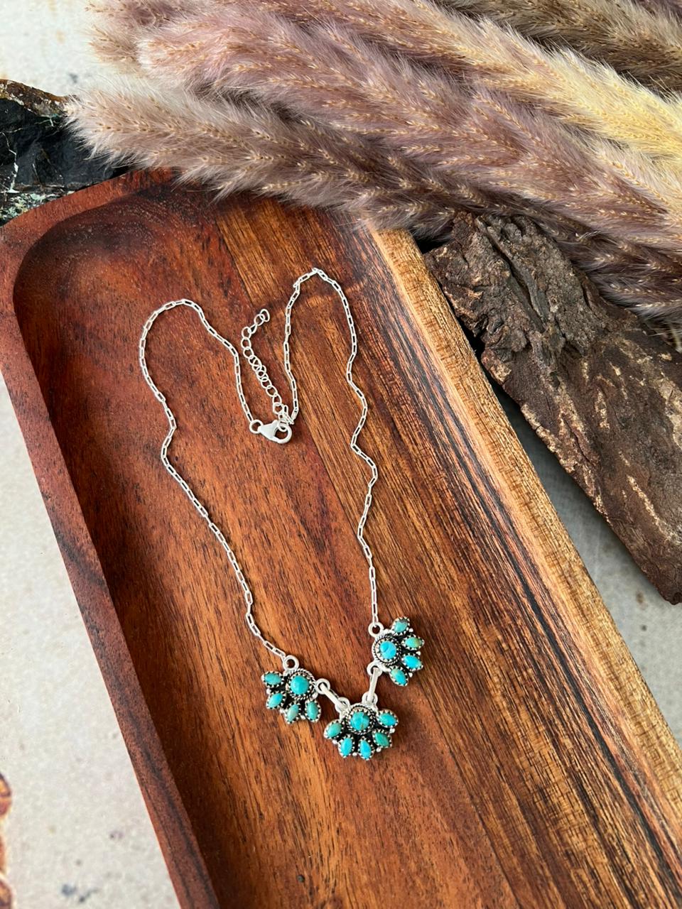 Handmade Sterling Silver Kingman Turquoise Necklace "Signed Nizhoni"