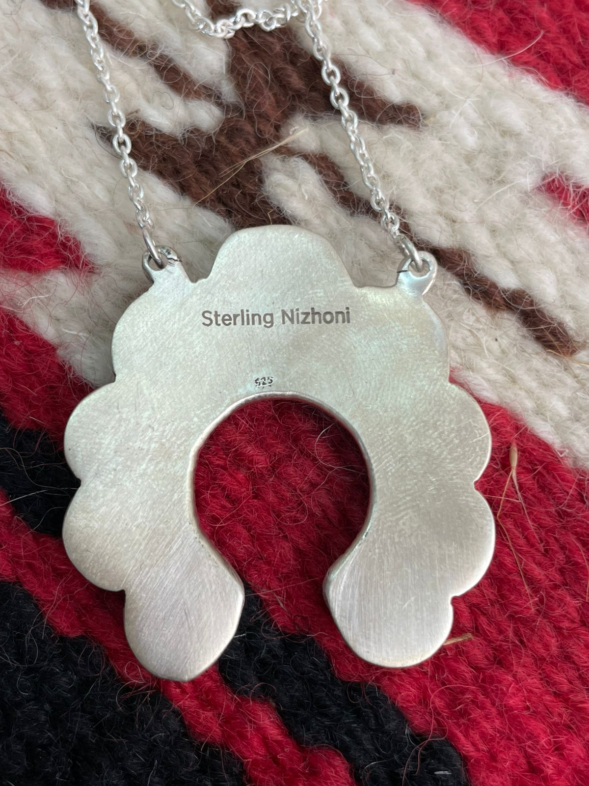 Handmade Sterling Silver Kingman Turquoise with Orange Mojave, White Buffalo, Mint Dahlia and Bumblebee Naja Necklace "Signed Nizhoni"