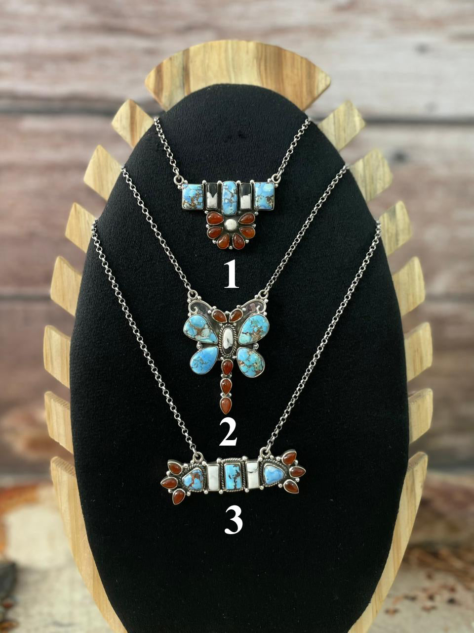 Handmade Sterling Silver Canyon Sunset Collection: Golden Hills Turquoise with White Buffalo and Carnelian Necklace "Signed Nizhoni"