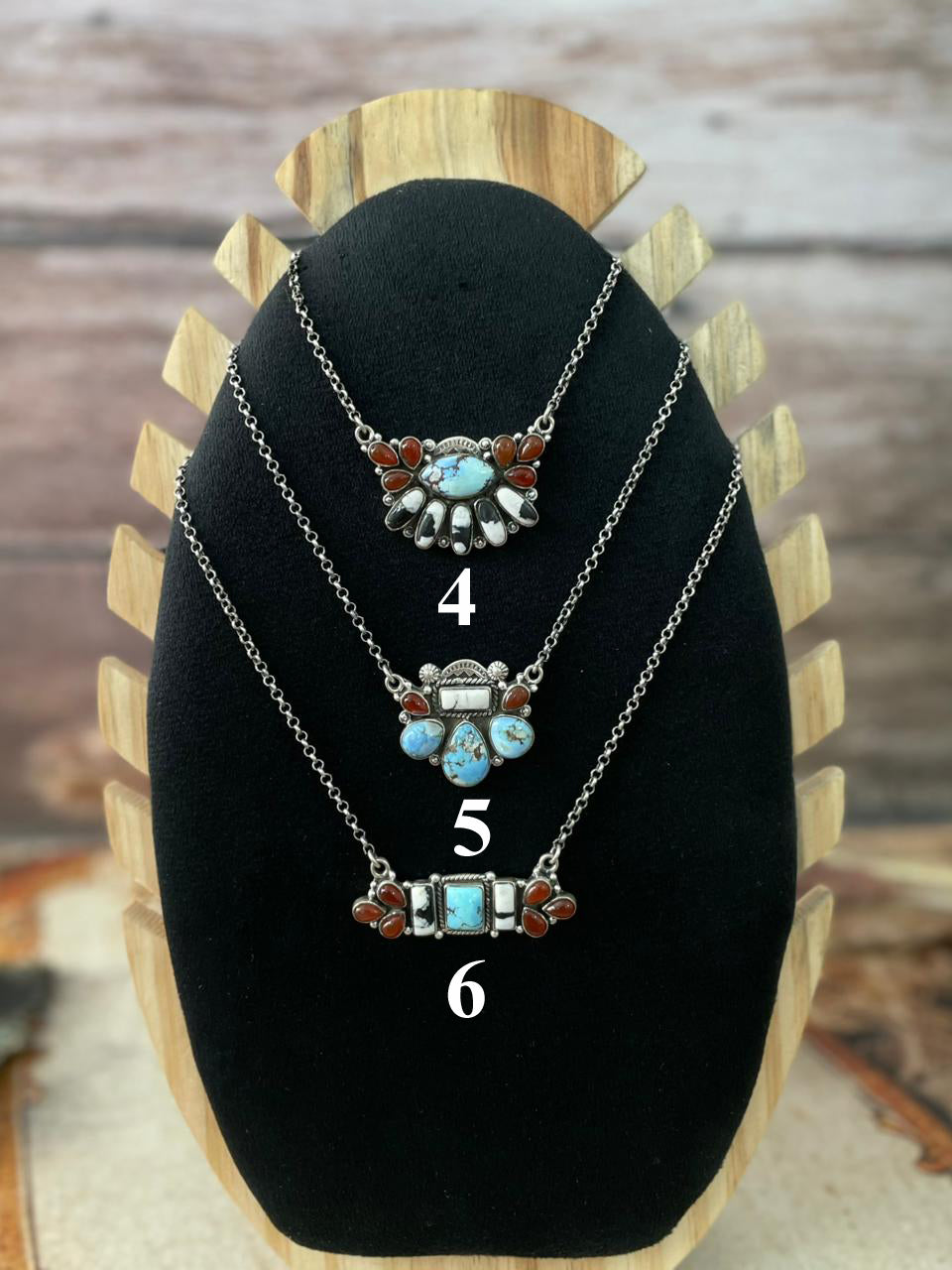 Handmade Sterling Silver Canyon Sunset Collection: Golden Hills Turquoise with White Buffalo and Carnelian Necklace "Signed Nizhoni"