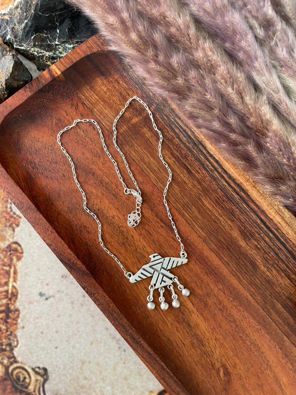 Handmade Sterling Silver Thunderbird Necklace "Signed Nizhoni"