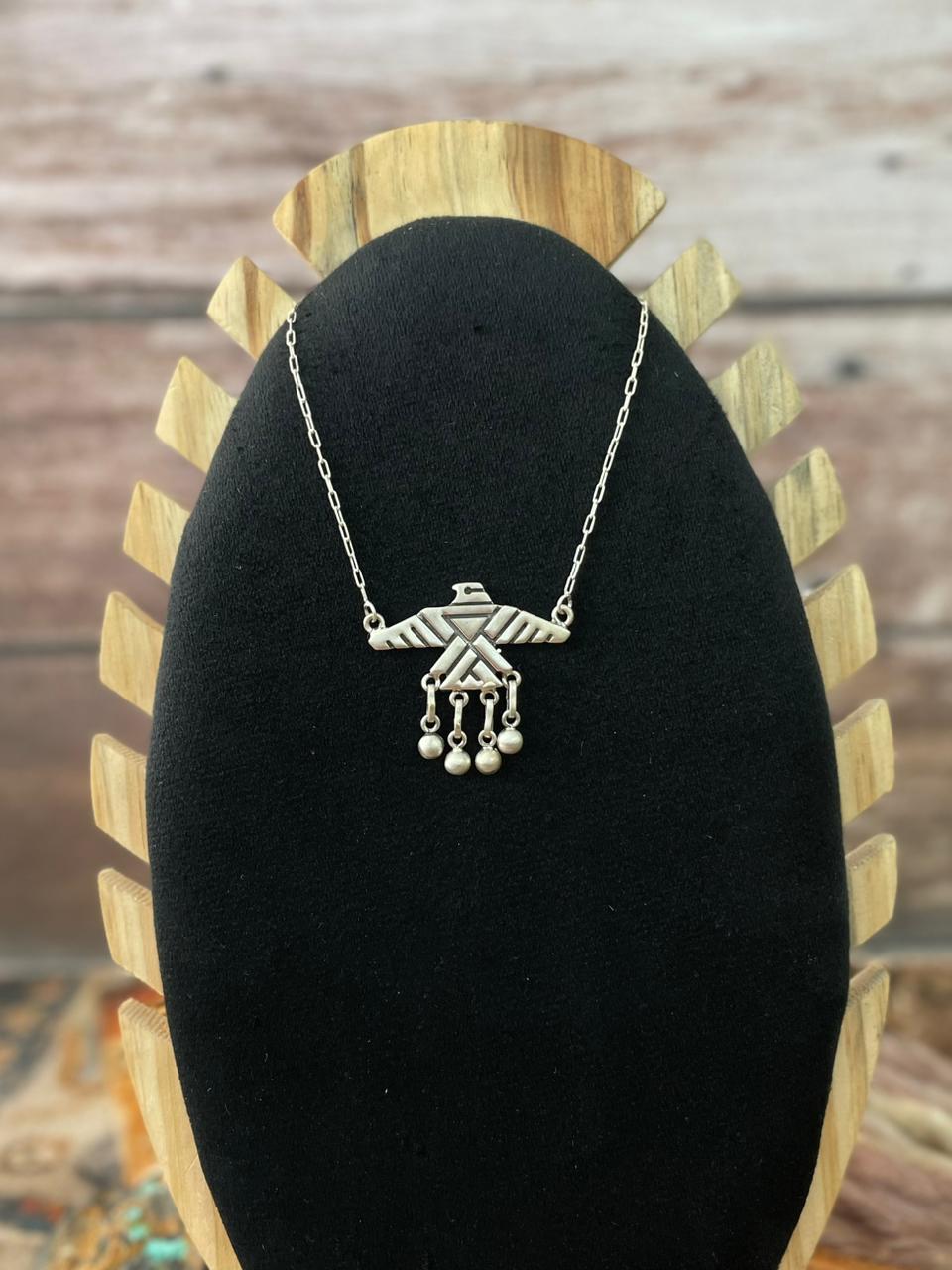 Handmade Sterling Silver Thunderbird Necklace "Signed Nizhoni"