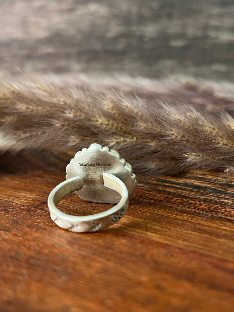 Handmade Sterling Silver Cotton Candy Adjustable Heart Ring "Signed Nizhoni"