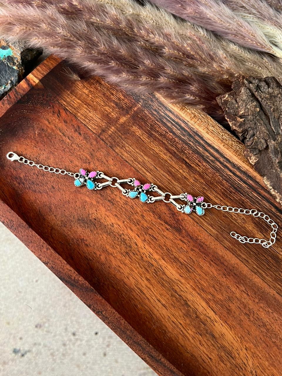 Handmade Sterling Silver Cotton Candy Bracelet "Signed Nizhoni"