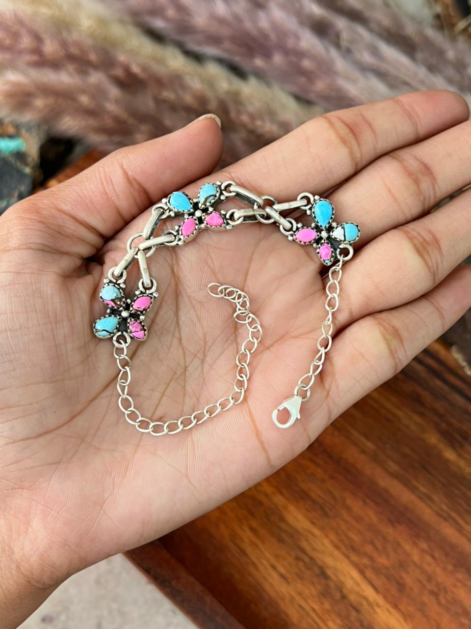Handmade Sterling Silver Cotton Candy Bracelet "Signed Nizhoni"