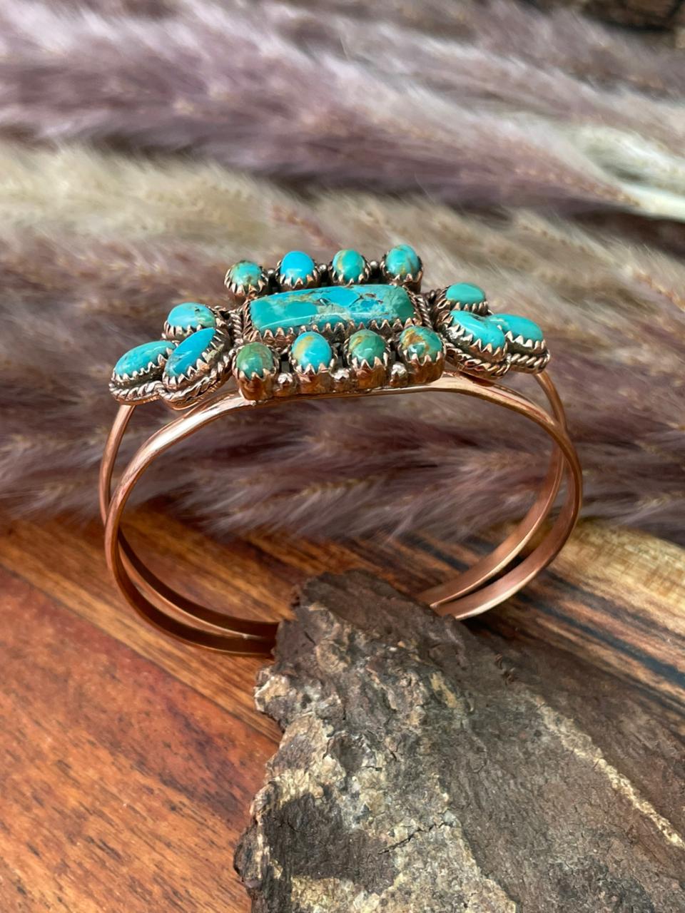 Handmade Copper Collection: Kingman Turquoise Cuff Bracelet