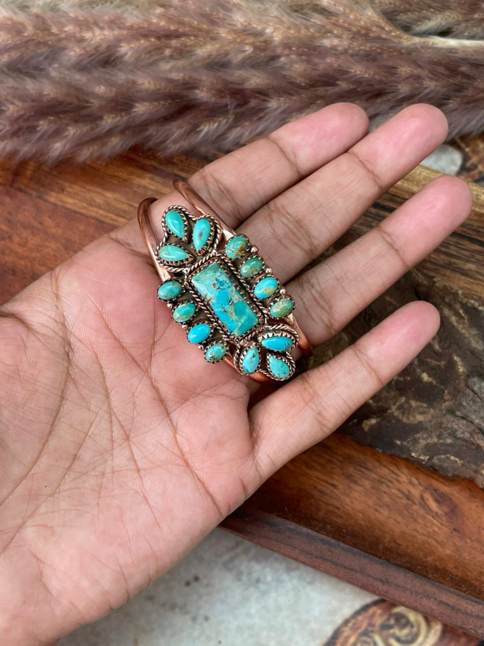 Handmade Copper Collection: Kingman Turquoise Cuff Bracelet