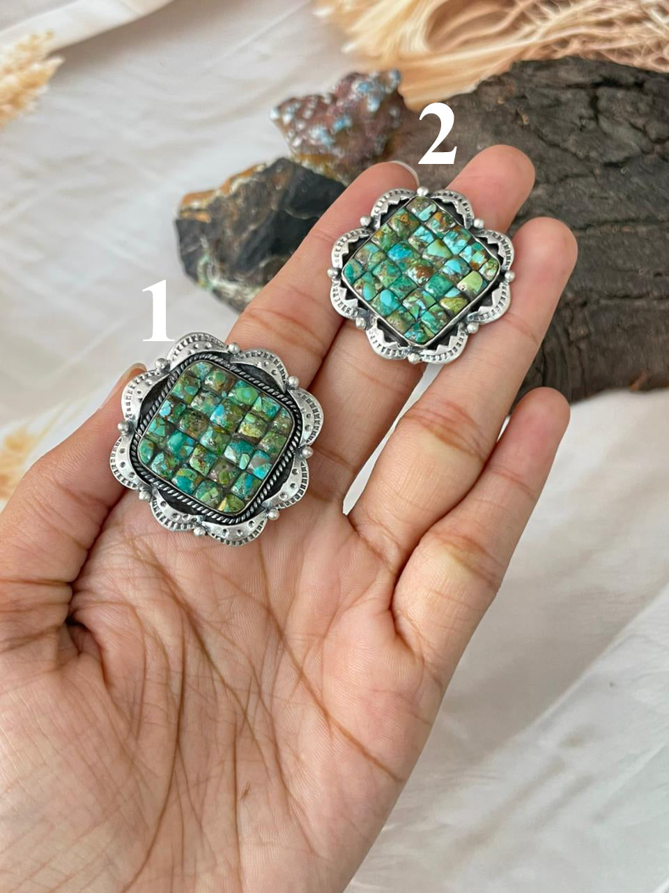 Handmade Sterling Silver Sonoran Cobble Collection: Sonoran Mountain Turquoise Adjustable Ring "Signed Nizhoni"
