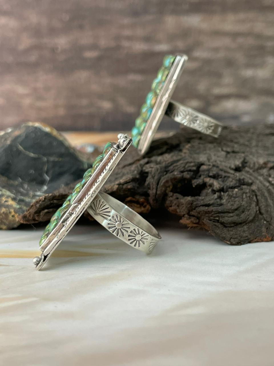 Handmade Sterling Silver Sonoran Cobble Collection: Sonoran Mountain Turquoise Adjustable Ring "Signed Nizhoni"