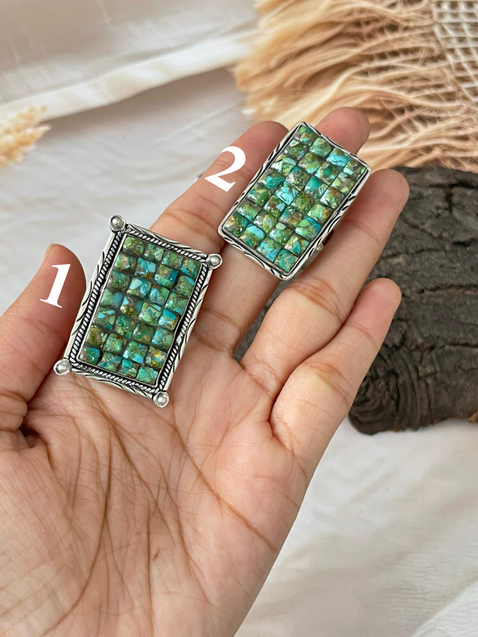 Handmade Sterling Silver Sonoran Cobble Collection: Sonoran Mountain Turquoise Adjustable Ring "Signed Nizhoni"