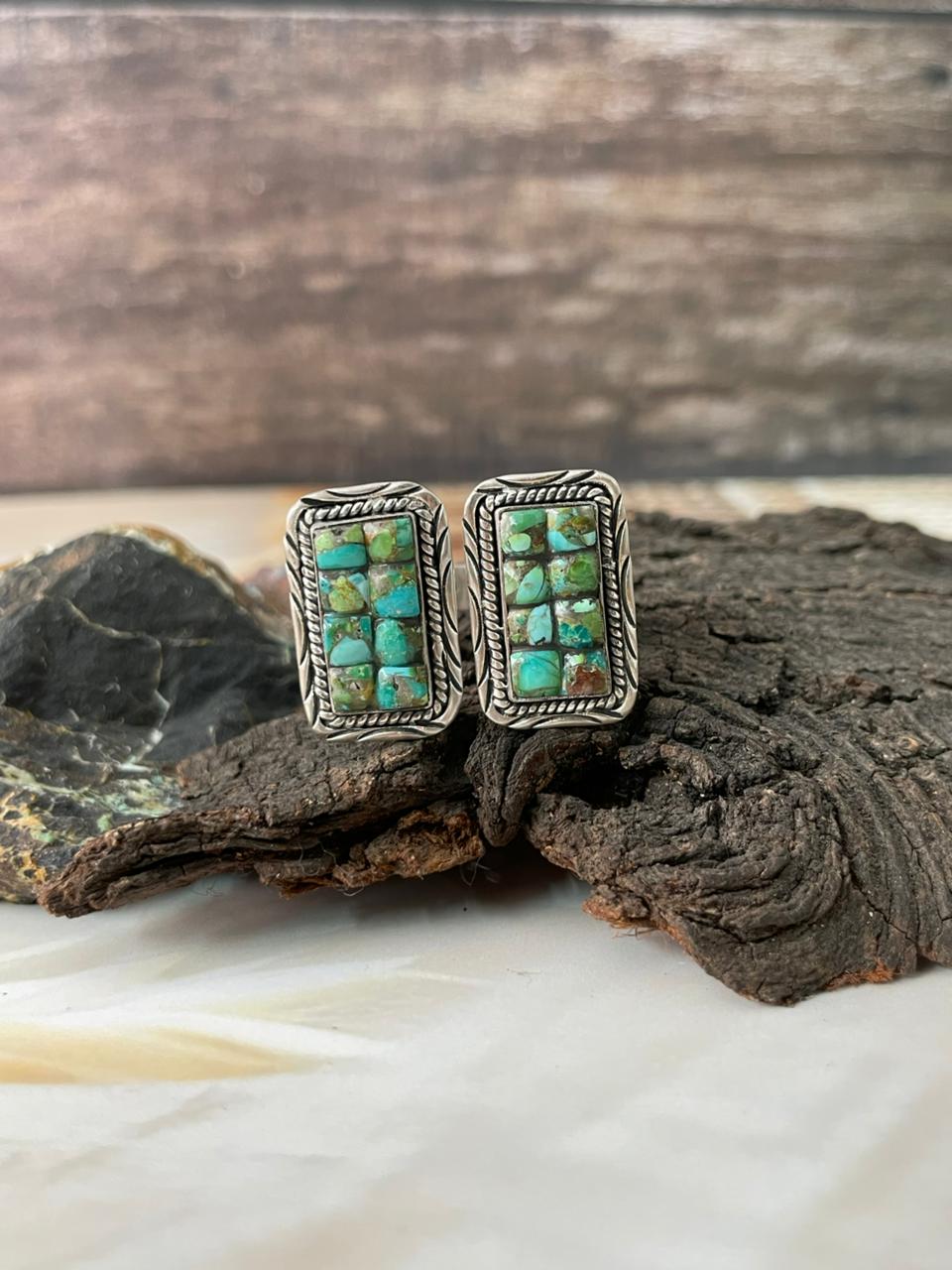 Handmade Sterling Silver Sonoran Cobble Collection: Sonoran Mountain Turquoise Adjustable Ring "Signed Nizhoni"