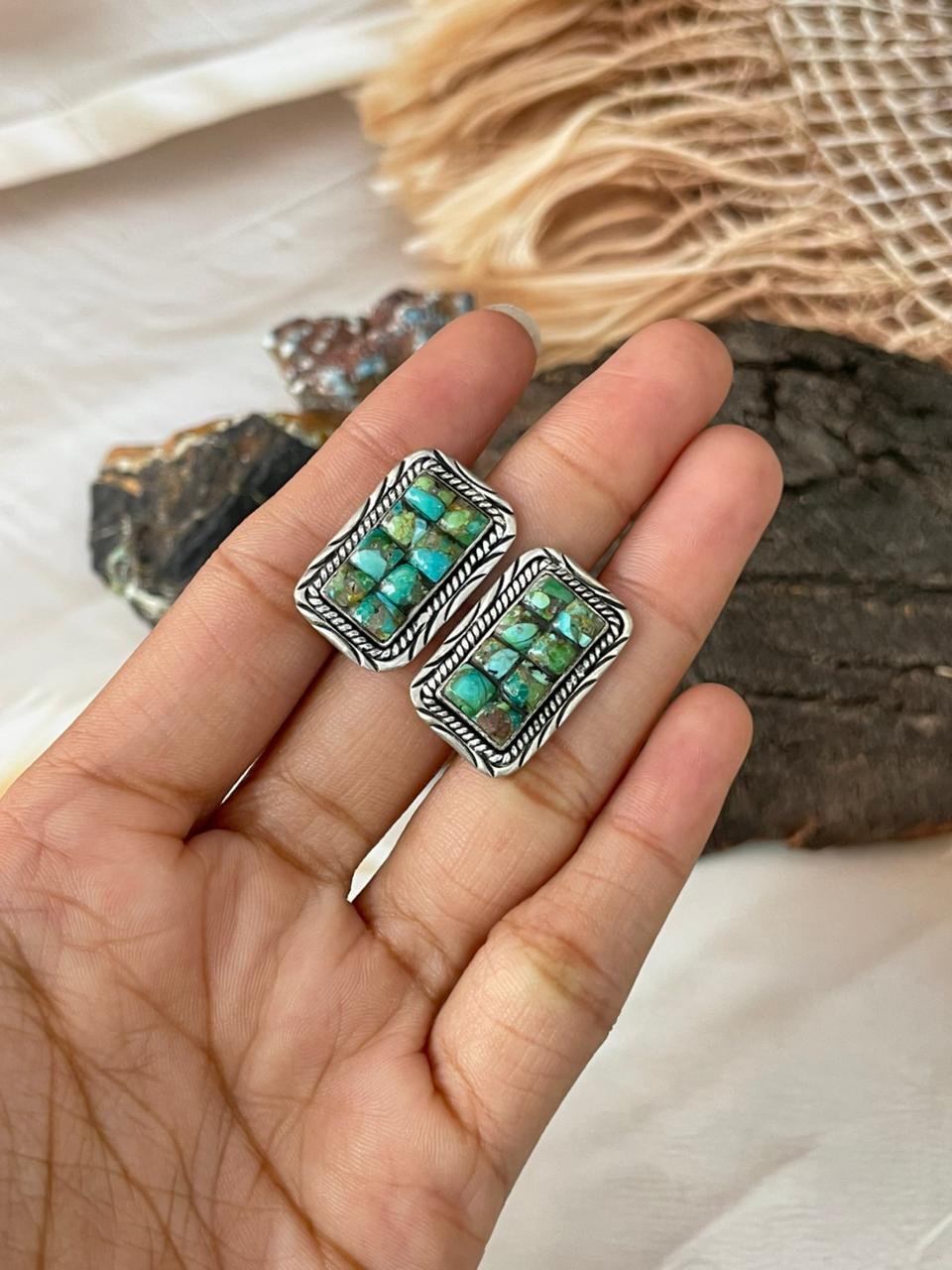 Handmade Sterling Silver Sonoran Cobble Collection: Sonoran Mountain Turquoise Adjustable Ring "Signed Nizhoni"