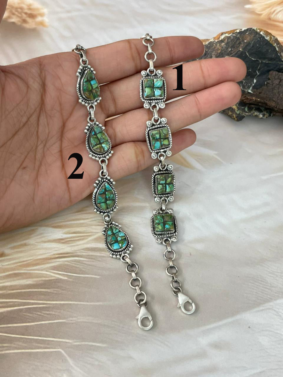 Handmade Sterling Silver Sonoran Cobble Collection: Sonoran Mountain Turquoise Bracelet "Signed Nizhoni"