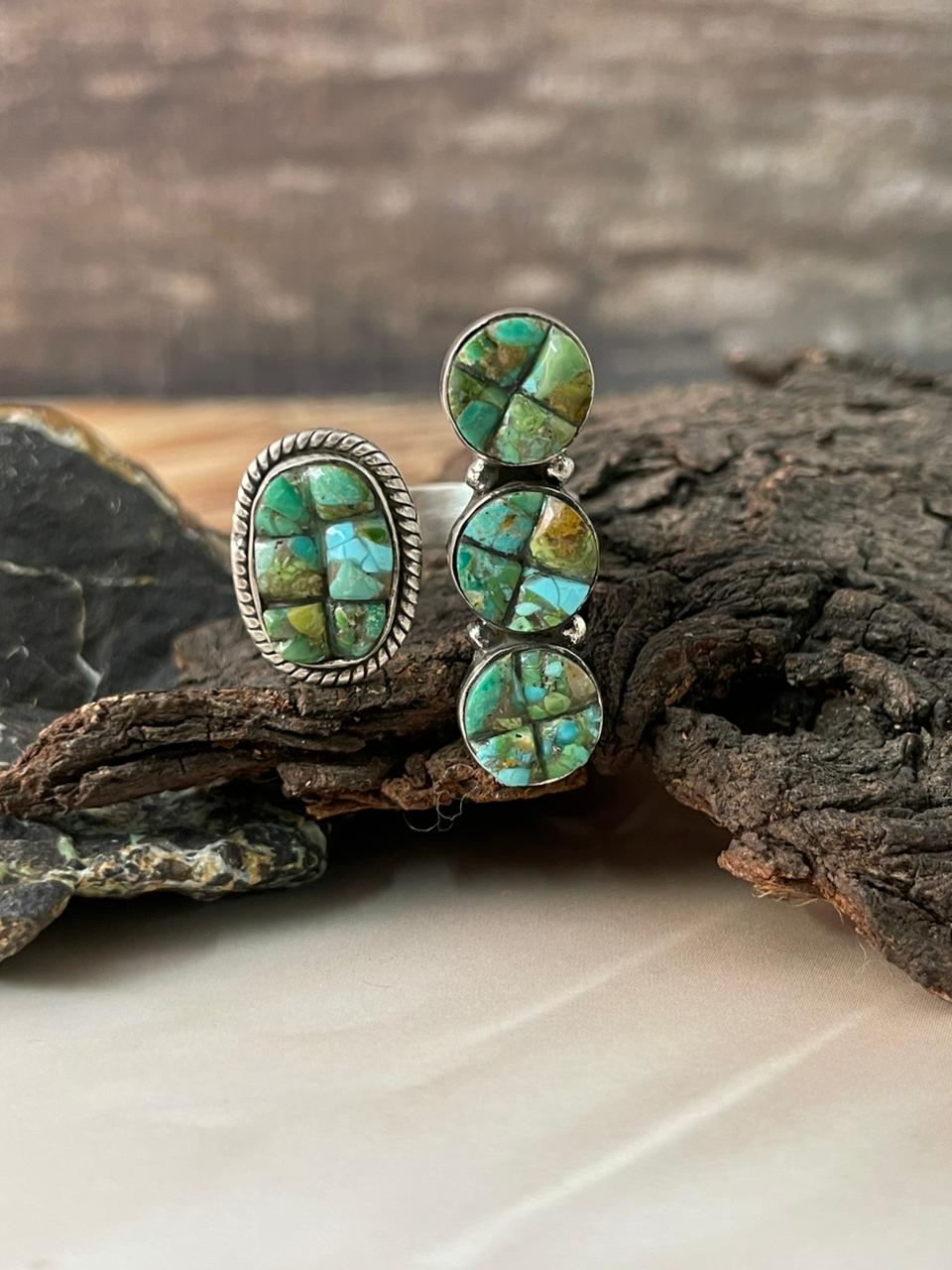 Handmade Sterling Silver Sonoran Cobble Collection: Sonoran Mountain Turquoise Adjustable Ring "Signed Nizhoni"