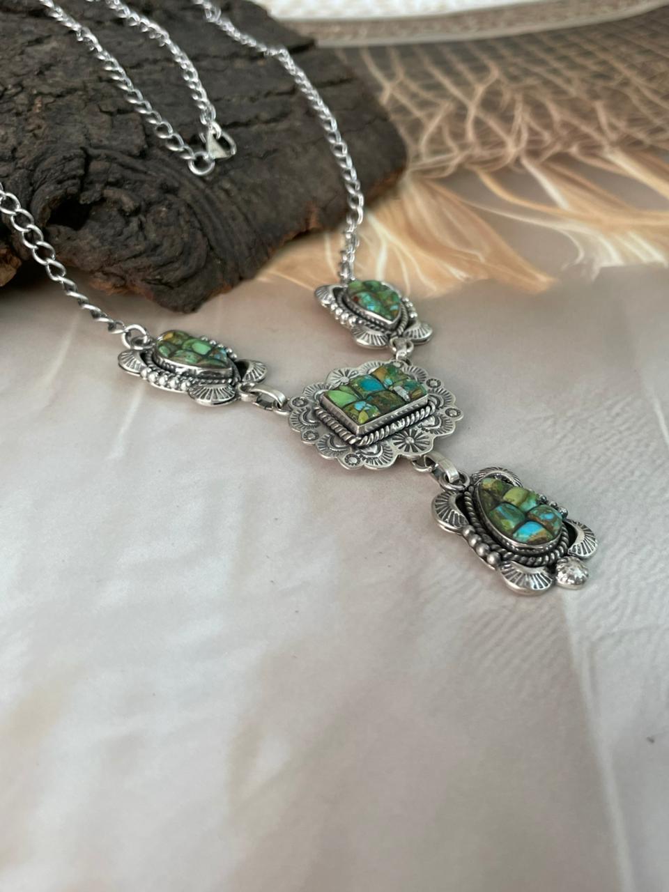 Handmade Sterling Silver Sonoran Cobble Collection: Sonoran Mountain Turquoise Necklace "Signed Nizhoni"