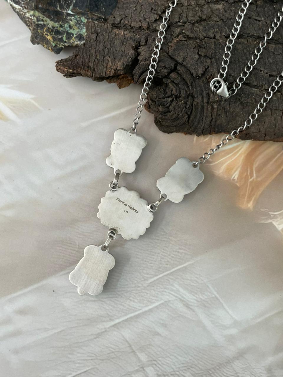 Handmade Sterling Silver Sonoran Cobble Collection: Sonoran Mountain Turquoise Necklace "Signed Nizhoni"