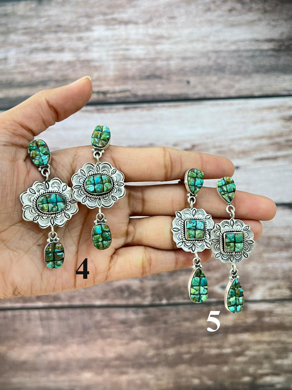 Handmade Sterling Silver Sonoran Cobble Collection: Sonoran Mountain Turquoise Post Dangle Earrings "Signed Nizhoni"