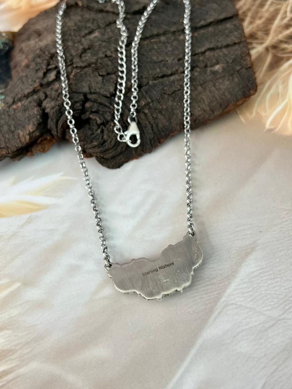 Handmade Sterling Silver Sonoran Cobble Collection: Sonoran Mountain Turquoise Necklace "Signed Nizhoni"