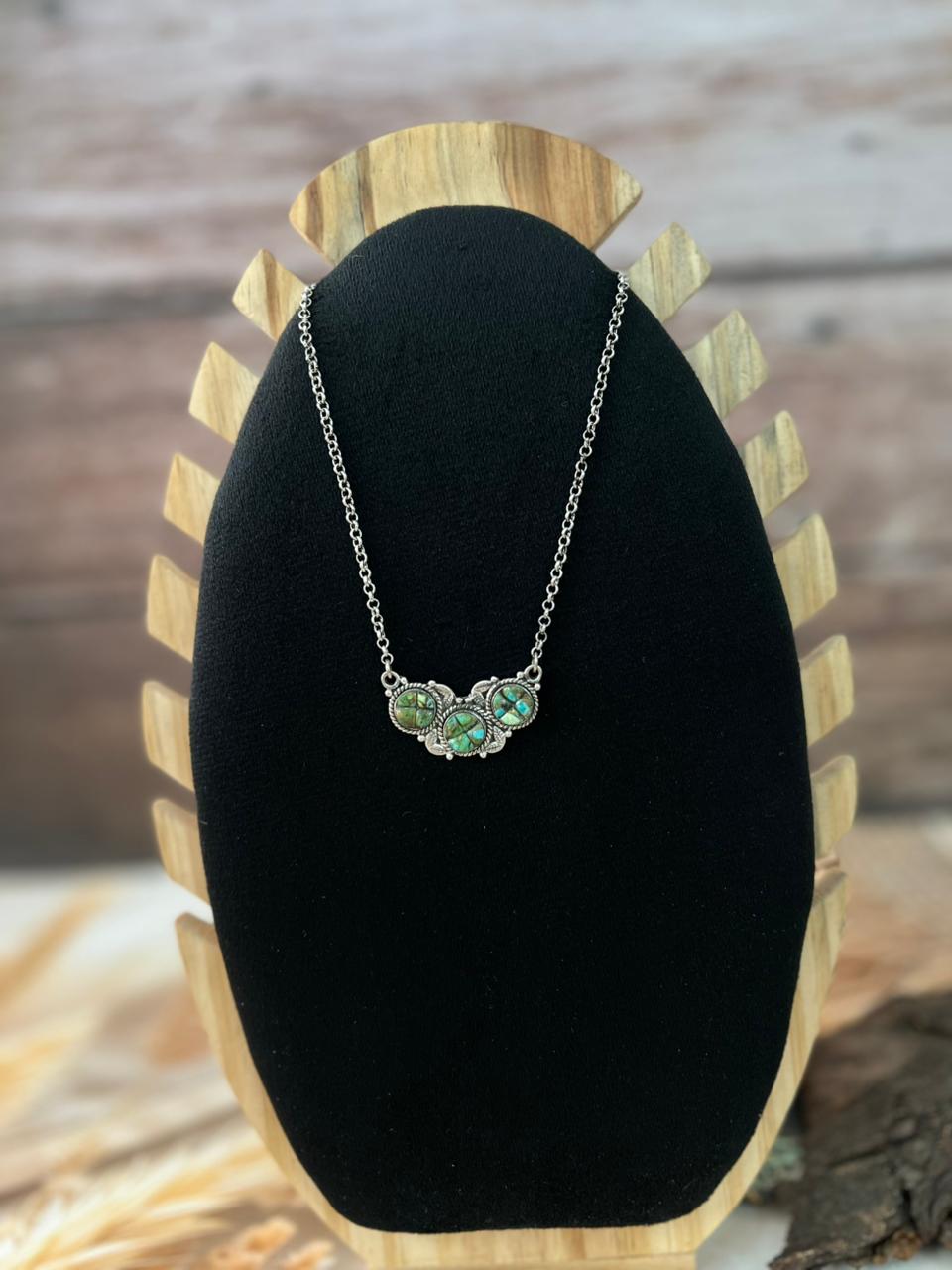 Handmade Sterling Silver Sonoran Cobble Collection: Sonoran Mountain Turquoise Necklace "Signed Nizhoni"